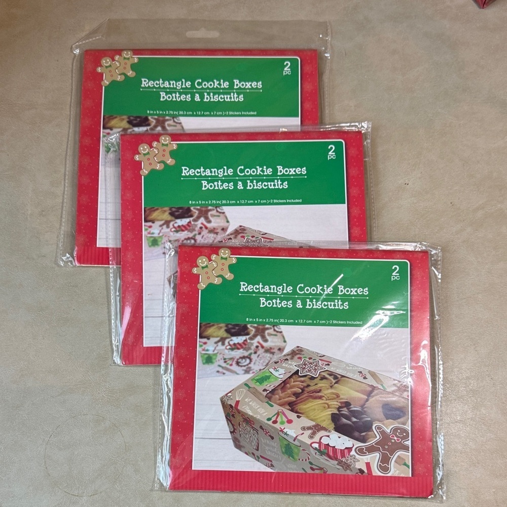 Rectangle Cookie Boxes - includes 2 boxes and stickers - Set of 3 (8x5x2.75")